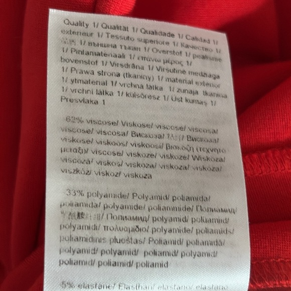 Escada Duquax Ruched Side Jersey Knit Shift Dress in Acrylic Red - Size 12 (US) - Picture 8 of 9